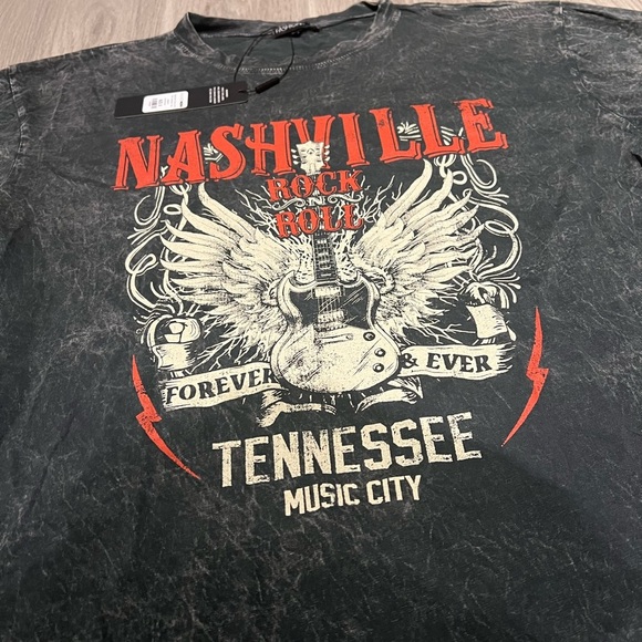 Fashionnova  Nashville Rock And Roll Washed Tee - Black Wash Size Small NWT - Picture 5 of 7